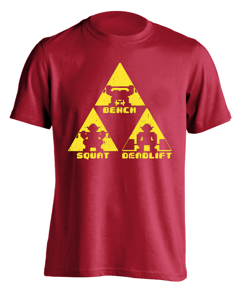 red "TriForce Powerlifting" T-shirt
