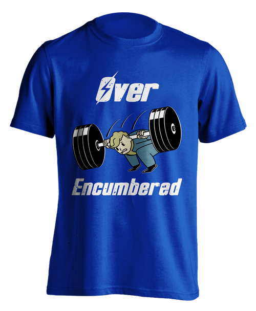 royal blue "Over-Encumbered - Squat" T-shirt