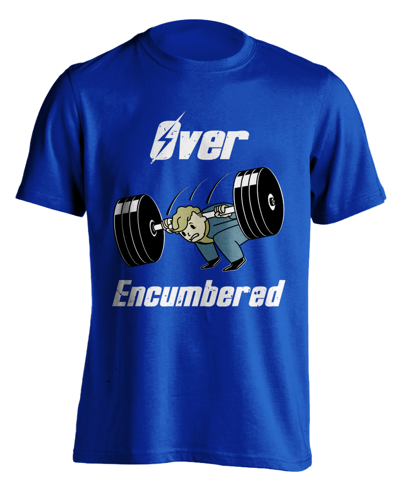 royal blue "Over-Encumbered - Squat" T-shirt