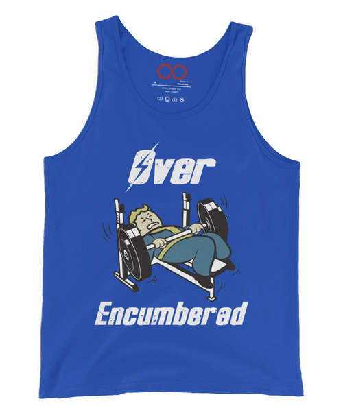 royal blue "Over-Encumbered" tank top