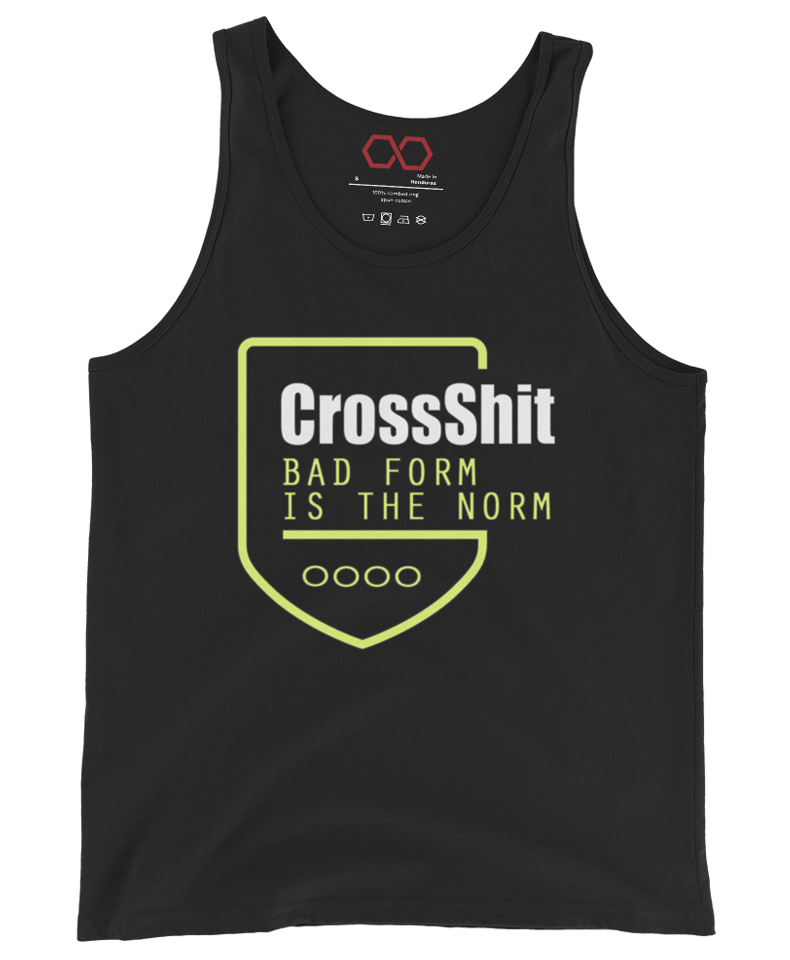 black "Bad Form is the Norm" tank top