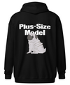 black "Plus-Size Model: Doggo" zip hoodie (back)