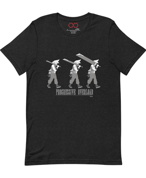 black heather "Progressive Overload" T-shirt