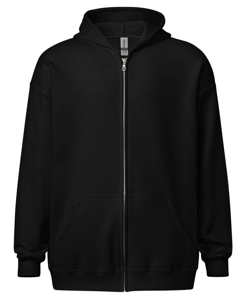 black "Plus-Size Model: Doggo" zip hoodie (front)
