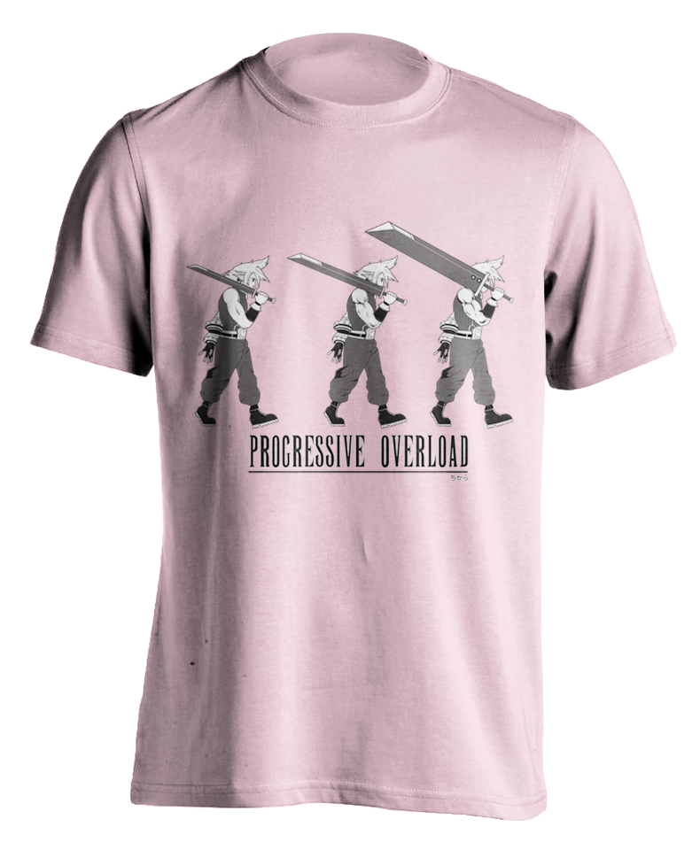 light pink "Progressive Overload" T-shirt