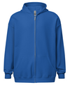 royal blue "Progressive Overloard" zip hoodie (front)