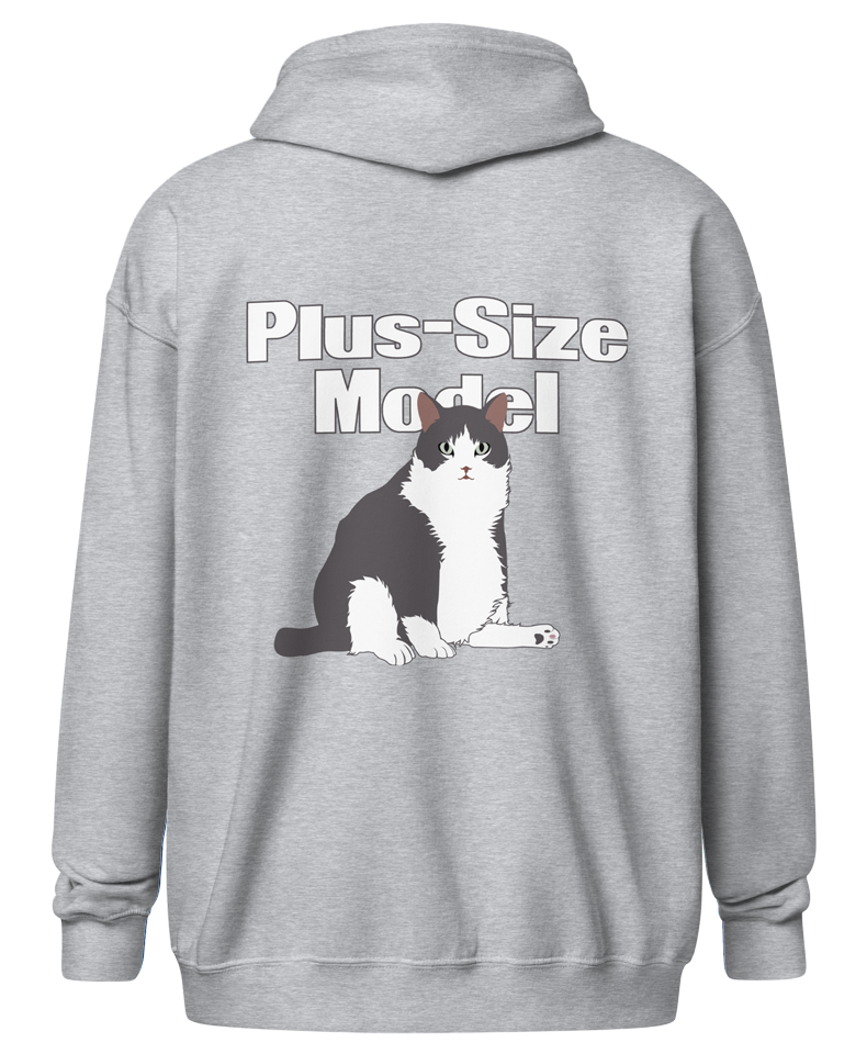 sport grey "Plus-Size Model: Cade" zip hoodie (back)