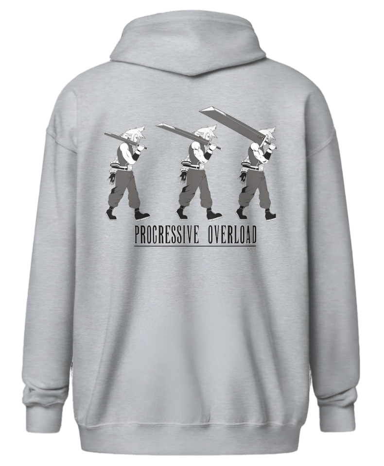 sport grey "Progressive Overloard" zip hoodie