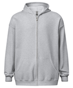 sport grey "Progressive Overloard" zip hoodie (front)