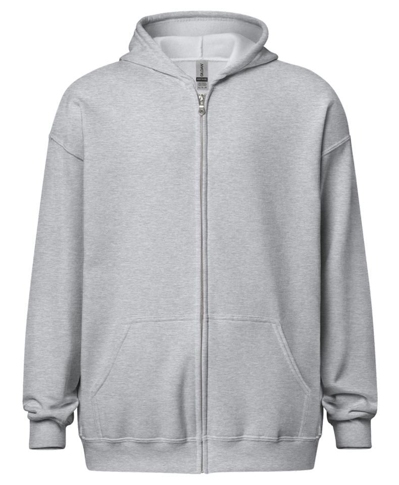 sport grey "Progressive Overloard" zip hoodie (front)