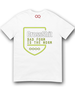 white "Bad Form is the Norm" T-shirt