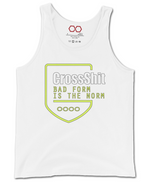 white "Bad Form is the Norm" tank top
