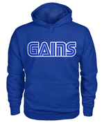 "GAINS" royal blue pullover hoodie