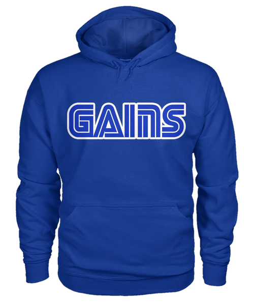 "GAINS" royal blue pullover hoodie