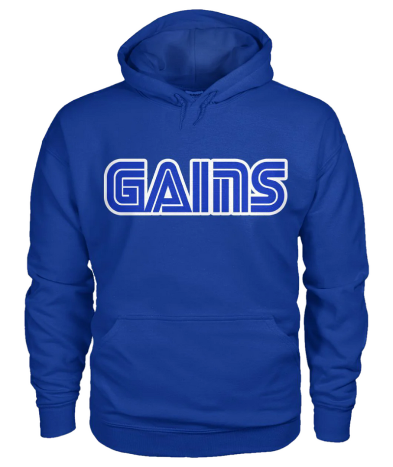 "GAINS" royal blue pullover hoodie