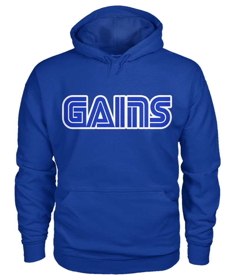 "GAINS" royal blue pullover hoodie