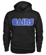 "GAINS" black pullover hoodie