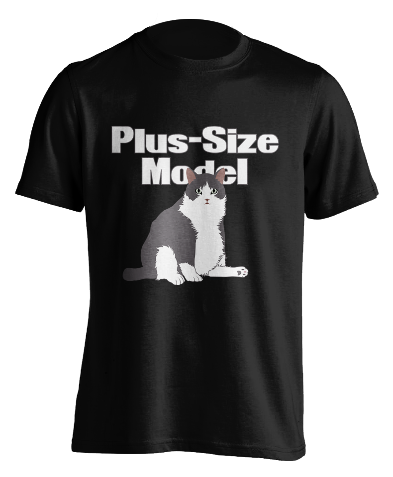 black "Plus-Size Model: Cade" T-shirt