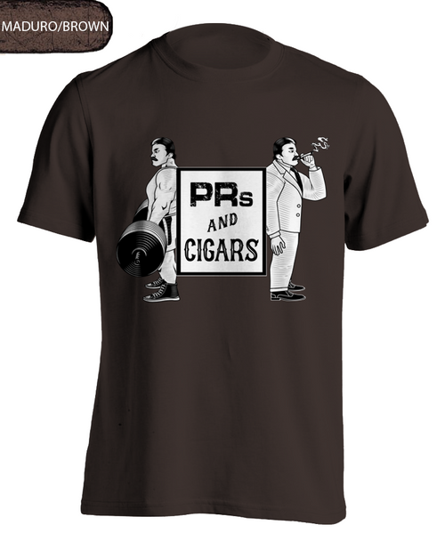 brown "PRs & Cigars" T-shirt