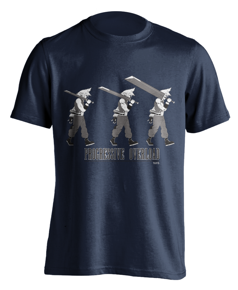 navy "Progressive Overload" T-shirt