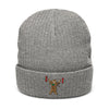 light grey melange "Ginger Snap" ribbed knit beanie