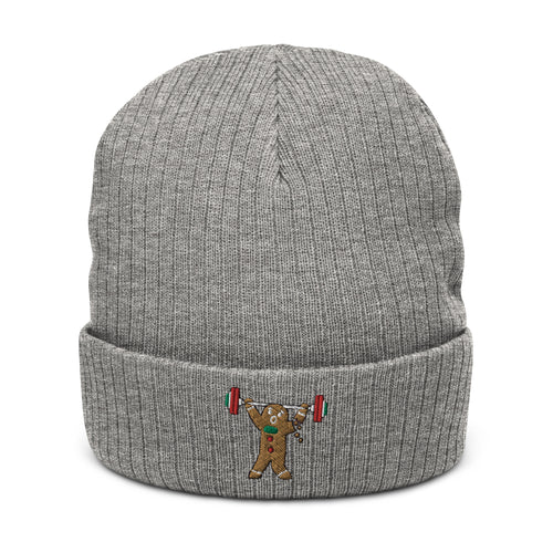 light grey melange "Ginger Snap" ribbed knit beanie