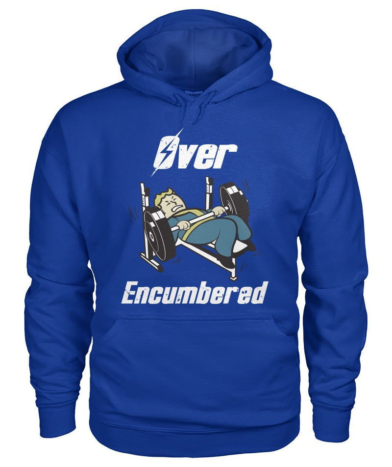 "Over-Encumbered" royal blue pullover hoodie